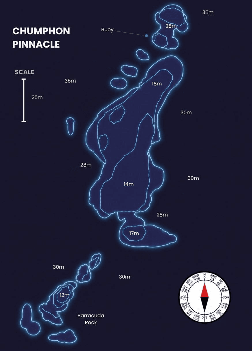Chumphon Pinnacle dive site map