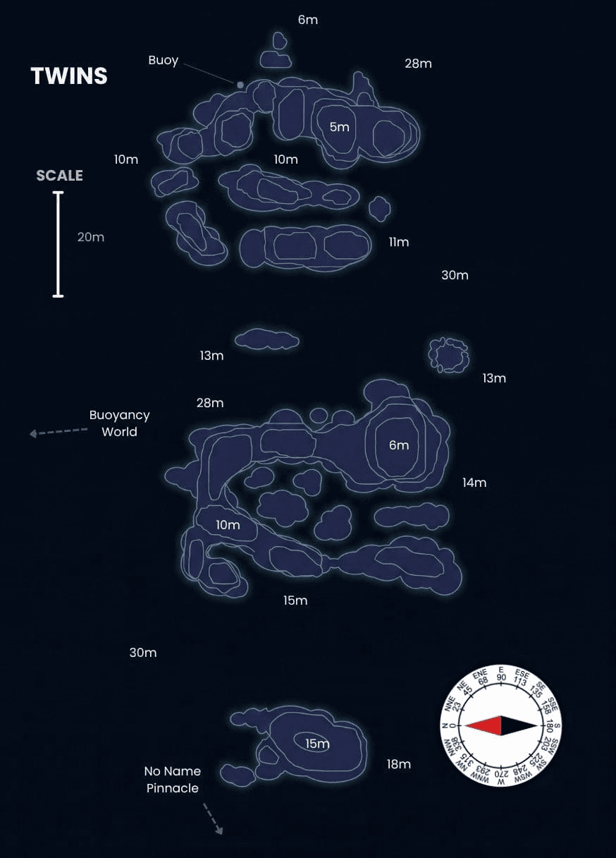 Twins (Twin Peaks) dive site map