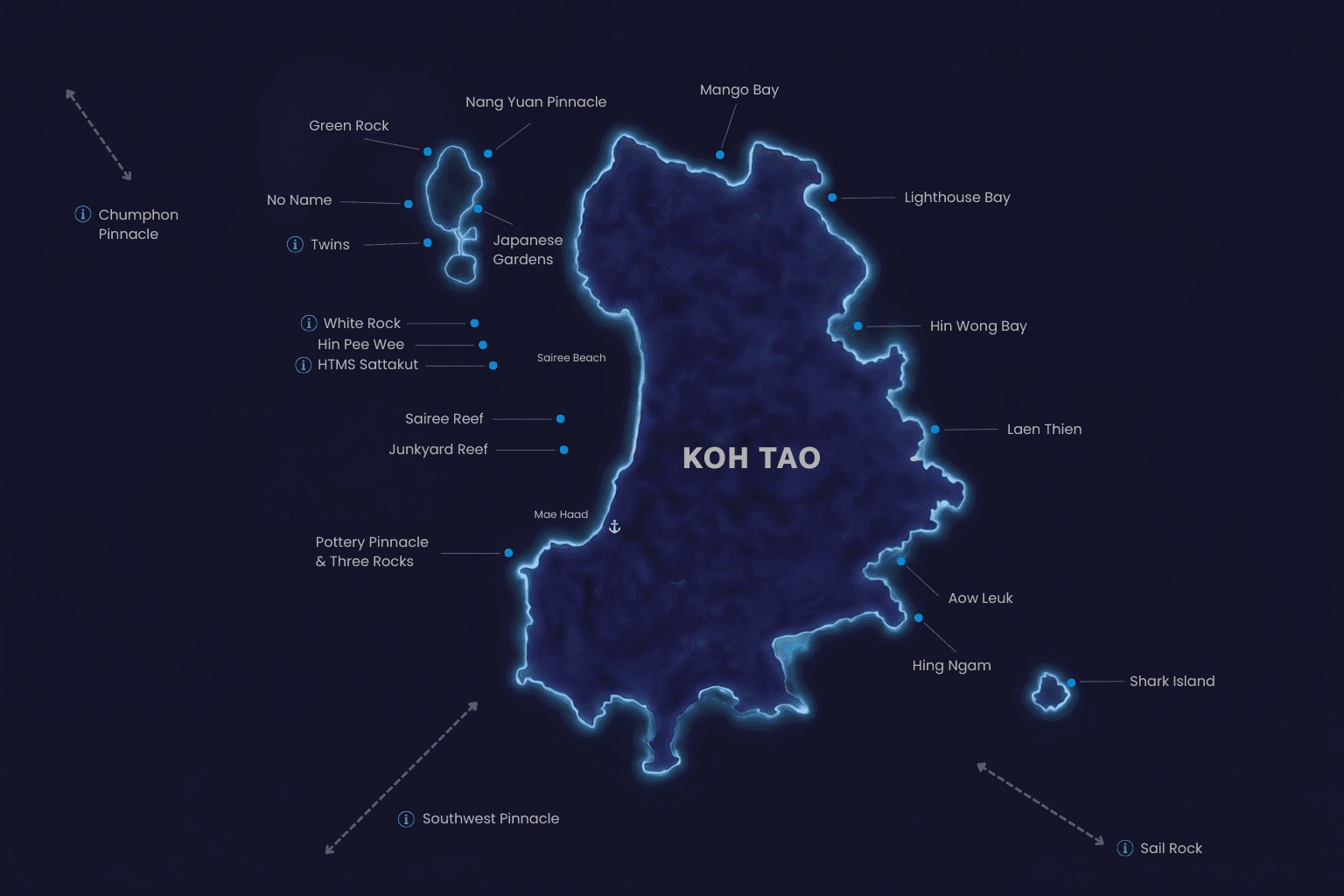 Koh Tao dive sites map
